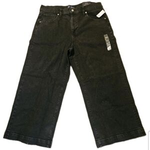 GAP High Rise Wide Leg Crop Jeans 18/34R Stretch Black New With Tags